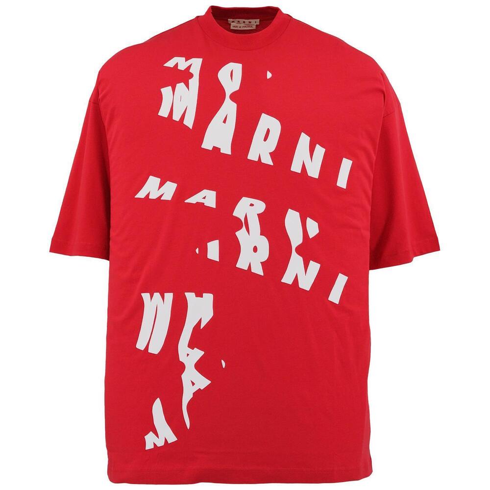 NEW MARNI men's scanned logo t-shirt in red